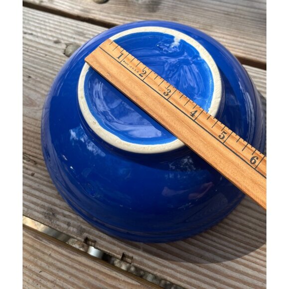 Vintage 9" Blue & White Ceramic Bowl Farmhouse Rustic Cottage Farmhouse Decor - Picture 7 of 10